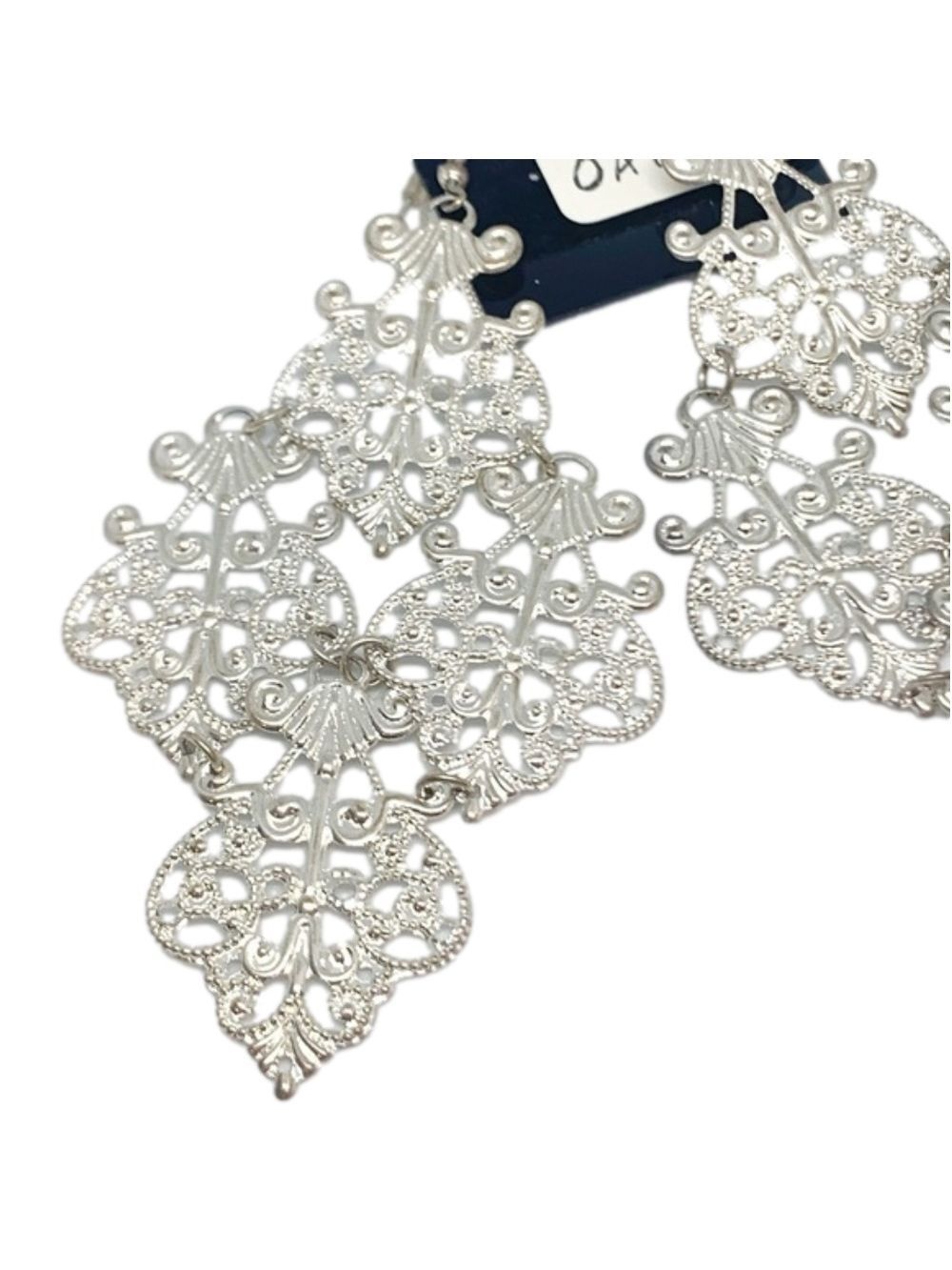 NEW-SILVER Flowers Delicate Chandelier Earrings - Picture 2 of 7